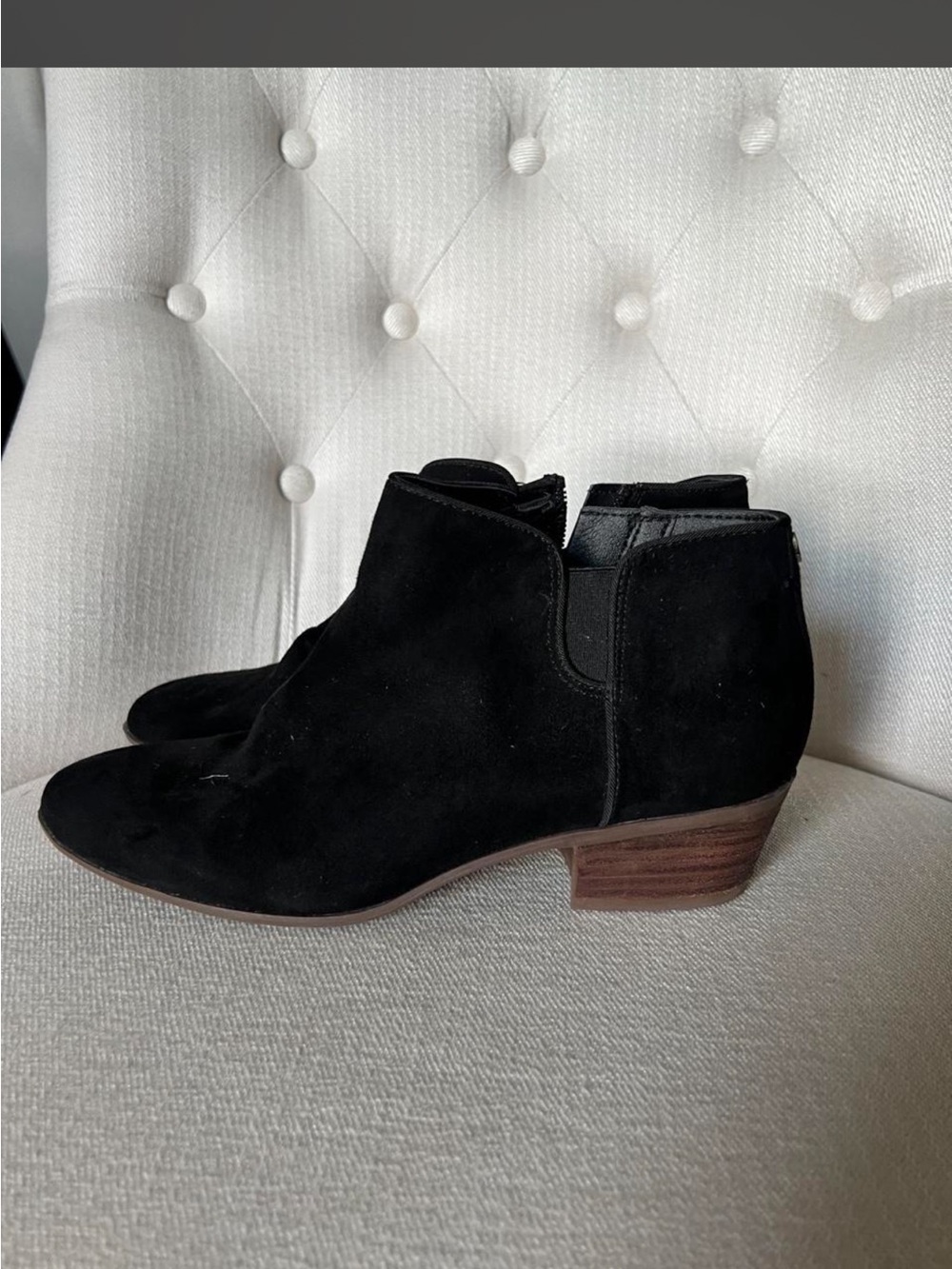Circus by Sam Edelman Black Suede Ankle Booties with Stacked Heel